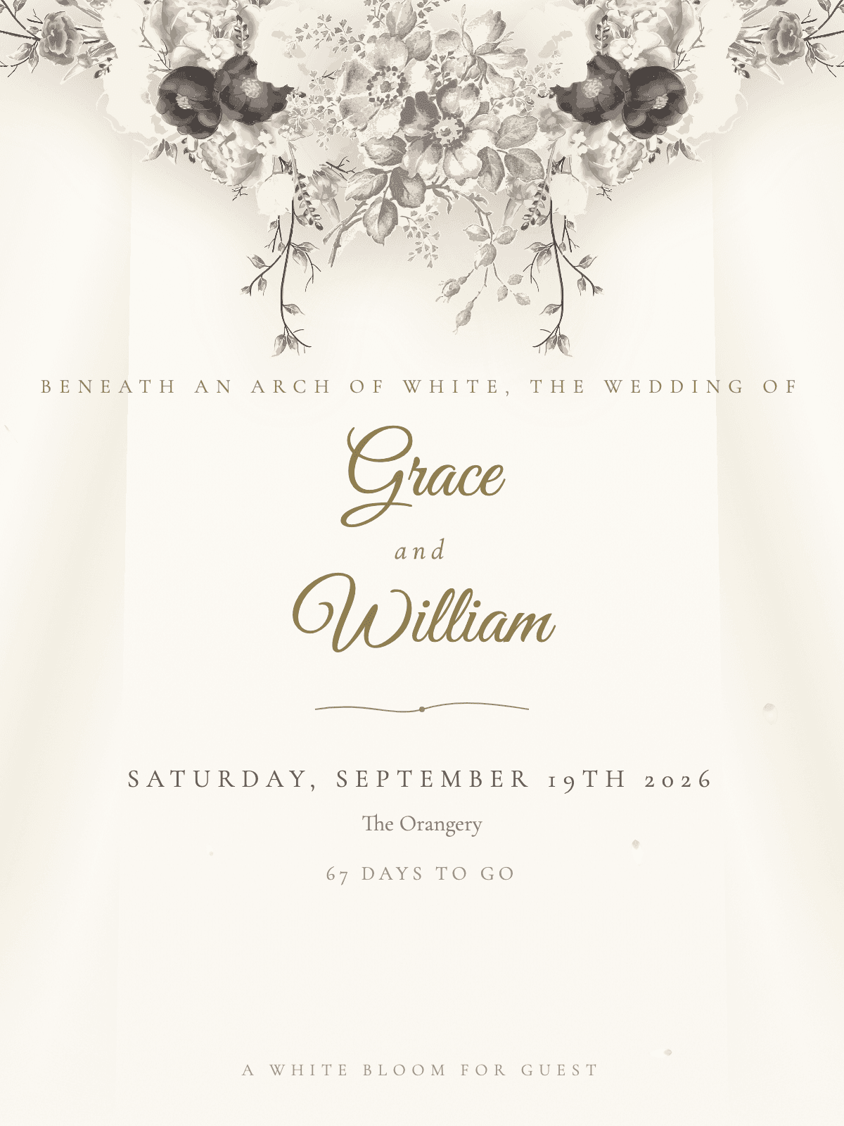 A white floral wedding invitation template